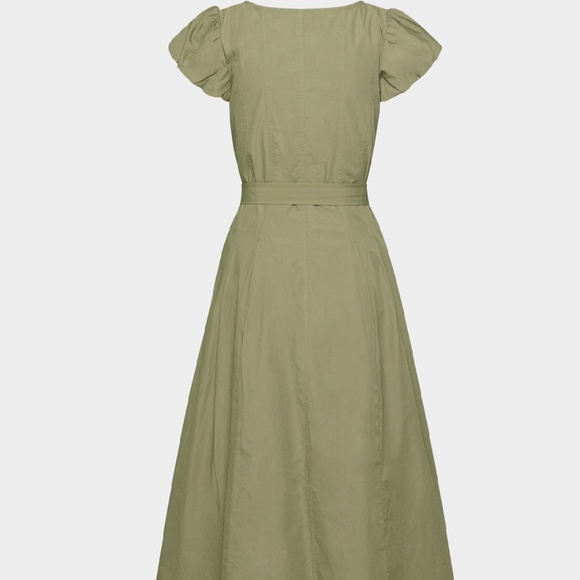 Wilfred Aritzia Governess Poplin Midi Dress Green Olive Short Sleeve Button Up S - Picture 15 of 16